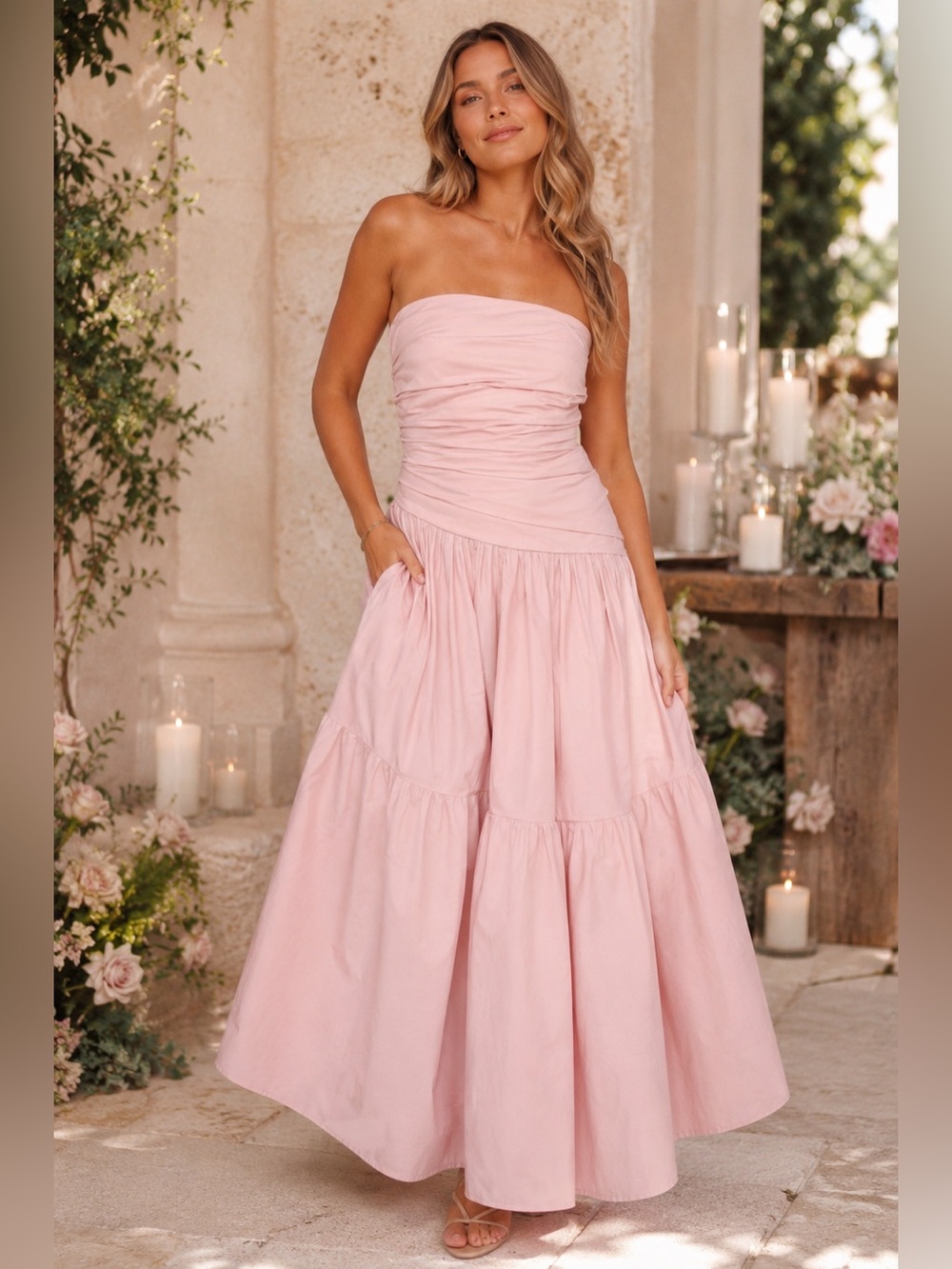 Petal & Pup Blanche Strapless Maxi Dress